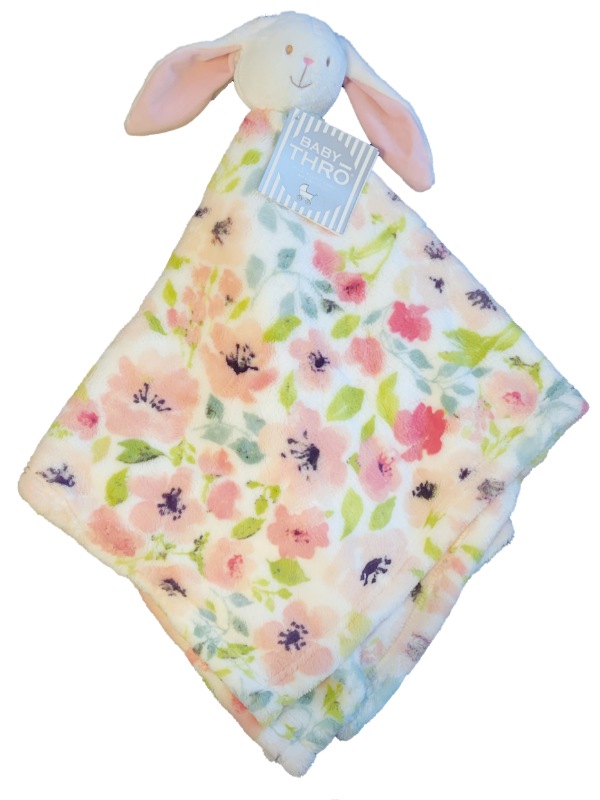 Baby Thro Infant Girl Long Eared Plush Bunny Rabbit Large Security Blanket Lovey