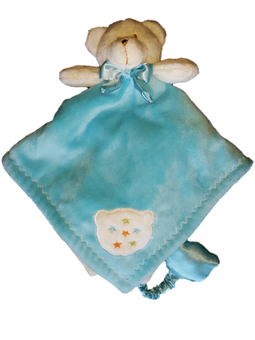 Blankets & Beyond Baby Boys Blue White Plush Teddy Bear Security Blanket Lovey