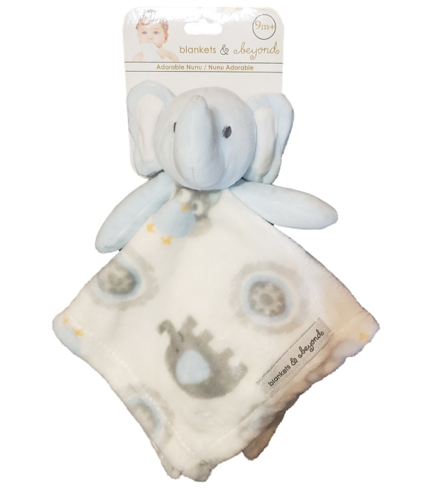 Blankets & Beyond Baby Boys Blue White Plush Elephant Security Blanket Lovey