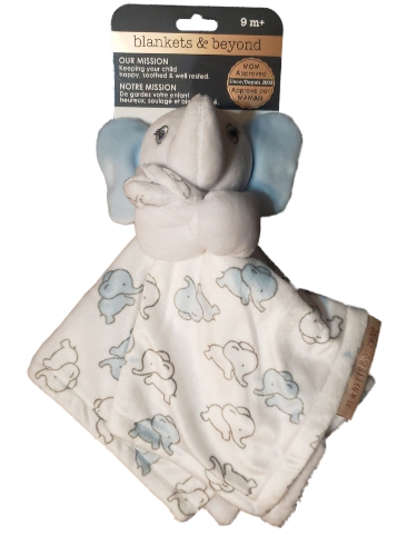 Blankets & Beyond Baby Boys Blue White Plush Elephant Security Blanket Lovey