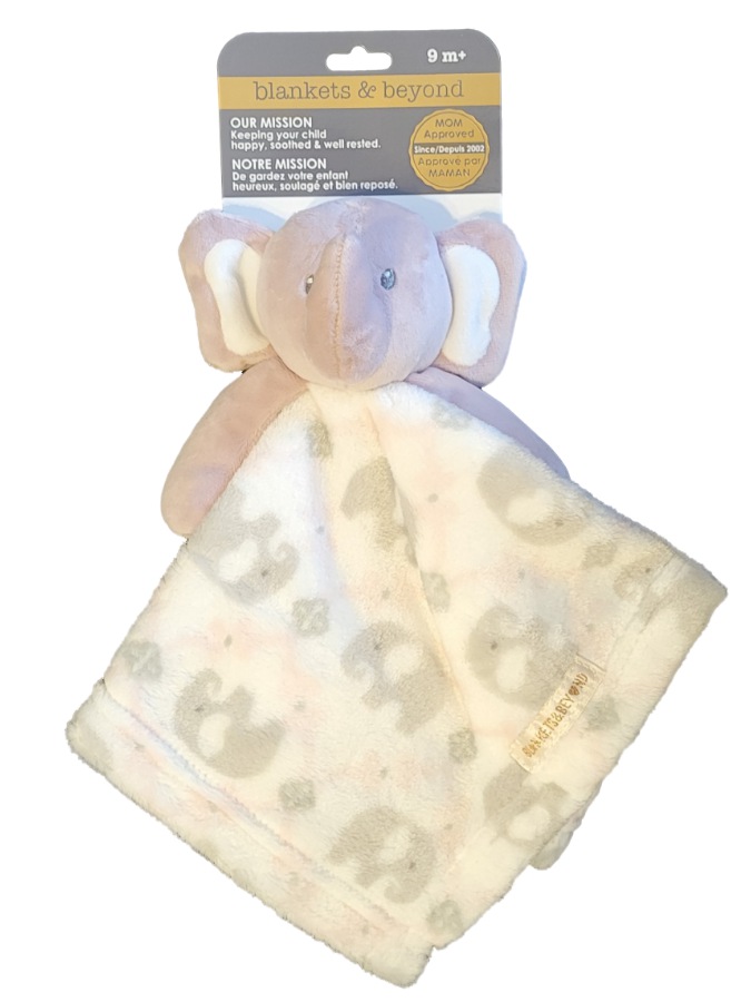Blankets & Beyond Baby Girls Pink White Plush Elephant Security Blanket Lovey