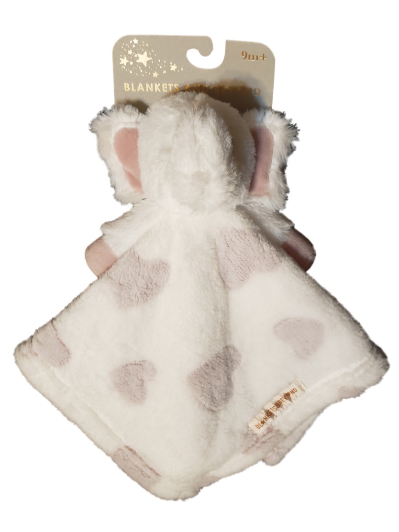 Blankets & Beyond Baby Girls Pink White Hearts Plush Elephant Security Blanket Lovey
