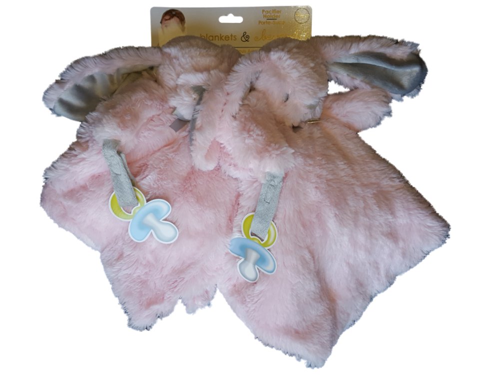 Blankets & Beyond 2pk Baby Girl Pink Plush Bunny Rabbit Security Blanket Lovey