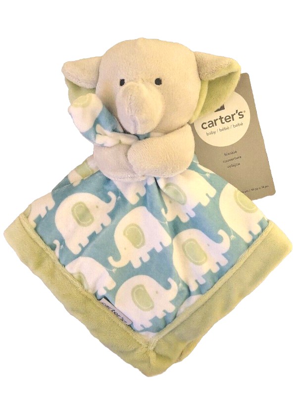 Carter's Baby Girl Boy Green Plush Elephant Security Blanket Lovey