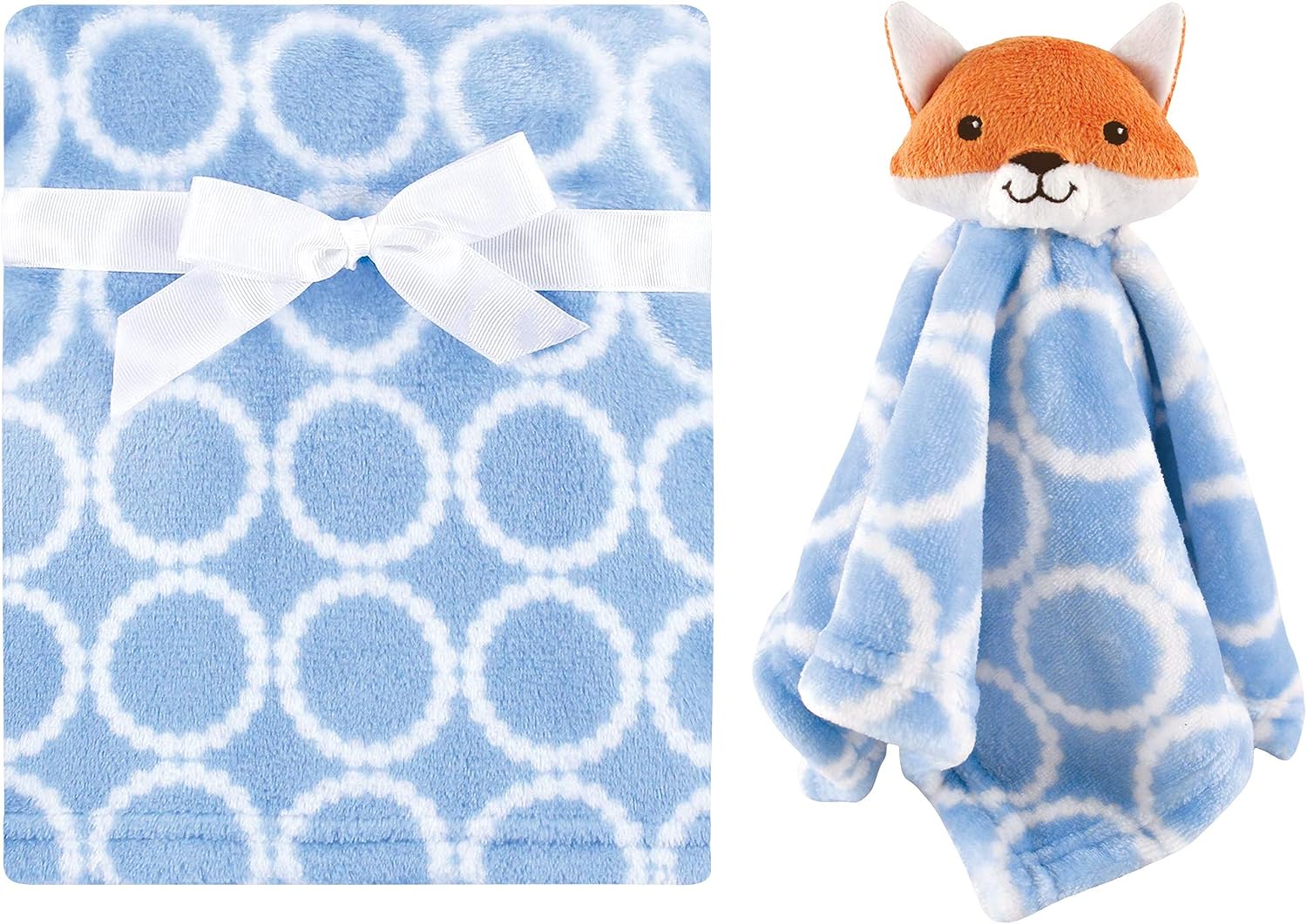 Hudson Baby Unisex Baby Plush Blanket with Security Blanket, Blue Fox