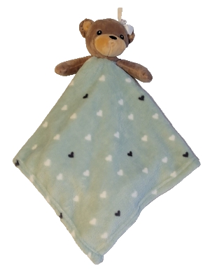 Lila & Jack Baby Boy Girl Brown Plush Bear w/Green Security Blanket Lovey