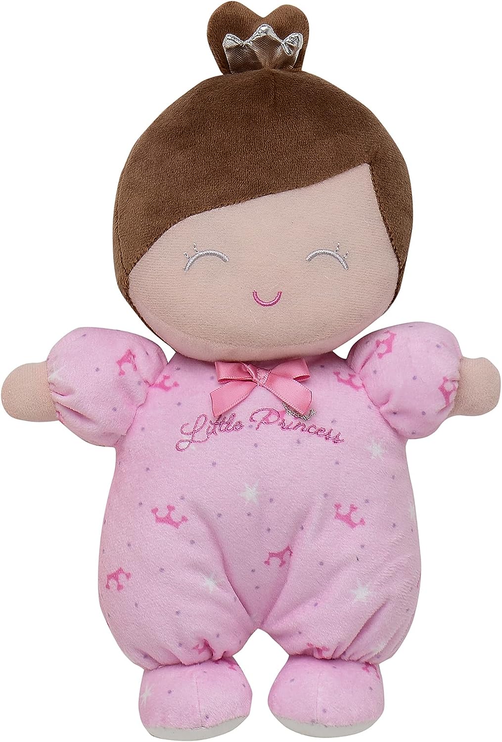 Little Me Plush Baby Doll with Rattle, Princess Sarah (Pink, 10 inch)