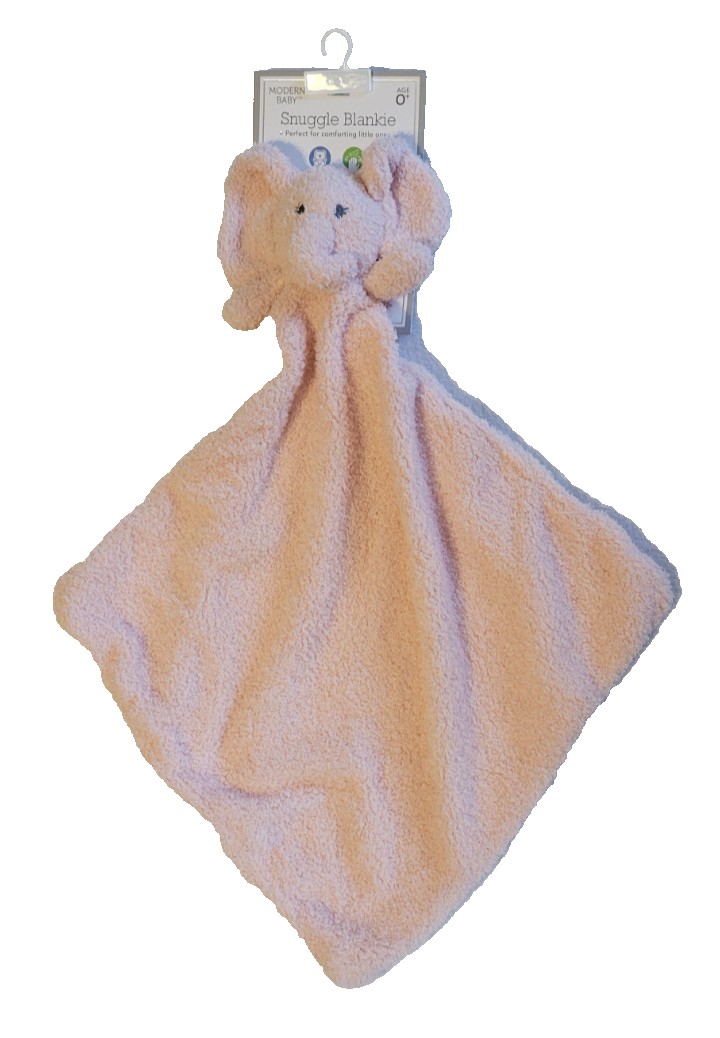 Modern Baby Girl Pink Plush Elephant Blankie Security Blanket Lovey