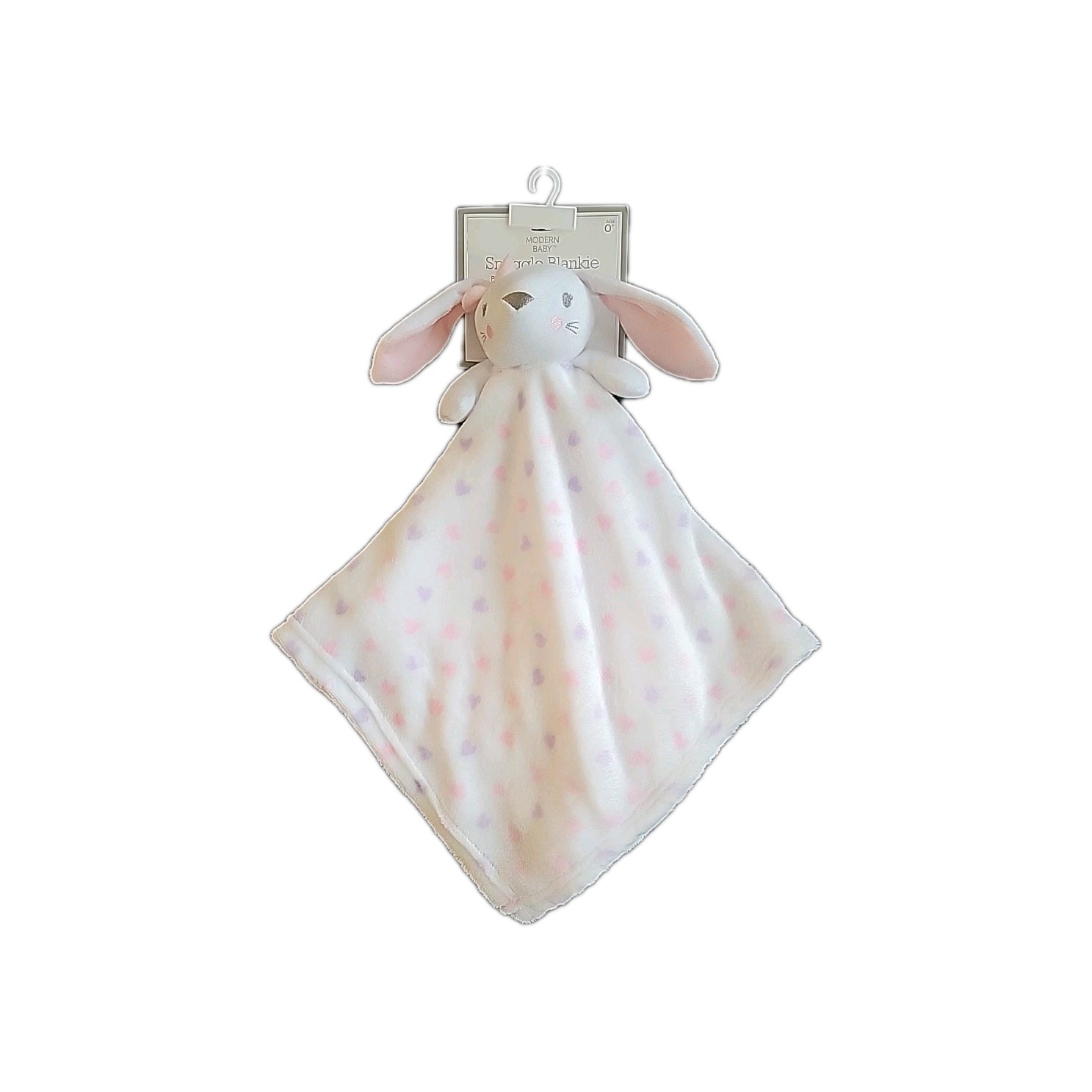 Modern Baby Girl Plush White Bunny Rabbit Security Blanket Lovey