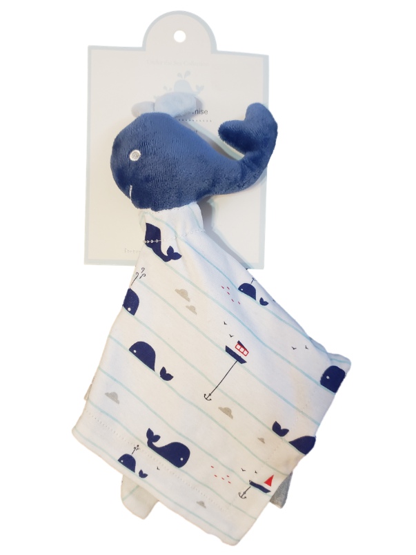 Mother's Promise Baby Boy Blue Plush Whale Security Blanket Lovey
