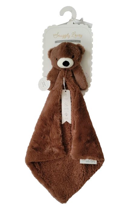 Snuggly Lovey Baby Boy Girl Plush Brown Teddy Bear Security Blanket Lovey