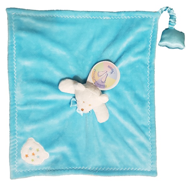 Blankets & Beyond Baby Boys Blue White Plush Teddy Bear Security Blanket Lovey