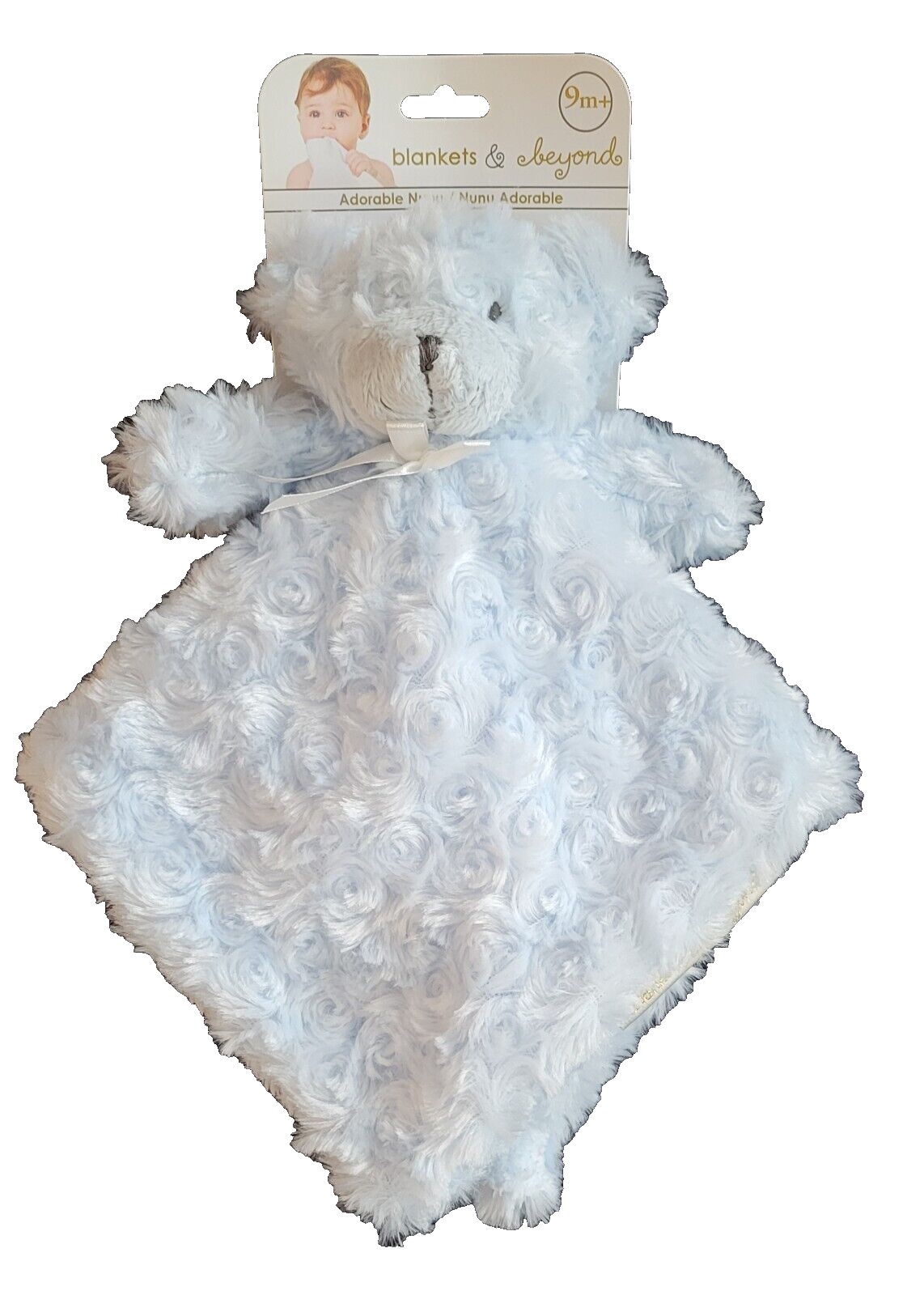 Blankets & Beyond Baby Boys Blue Plush Rosette Swirl Teddy Bear Security Blanket Lovey