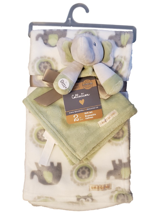 Blankets & Beyond Baby Girl Boy Green Plush Elephant Security Blanket with Lovey