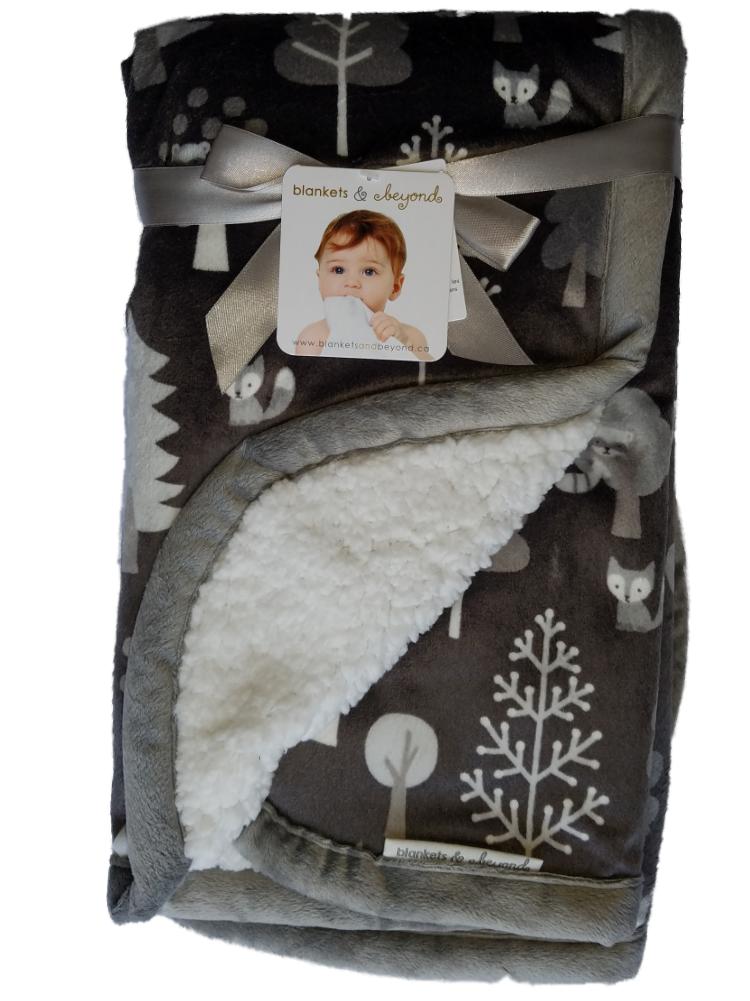 Blankets & Beyond Baby Boy Girl Grey Fox Sherpa Blanket