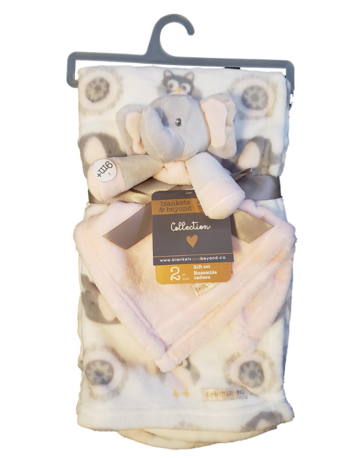 Blankets & Beyond Baby Girl Pink Plush Elephant Security Blanket with Lovey