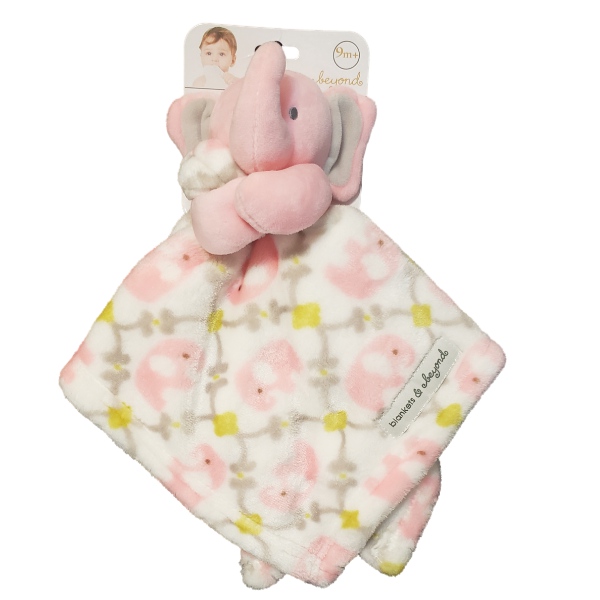 Blankets & Beyond Baby Girl Pink Plush Elephant Security Blanket Lovey