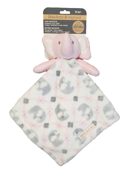 Blankets & Beyond Baby Girl Pink Plush Elephant Security Blanket Lovey