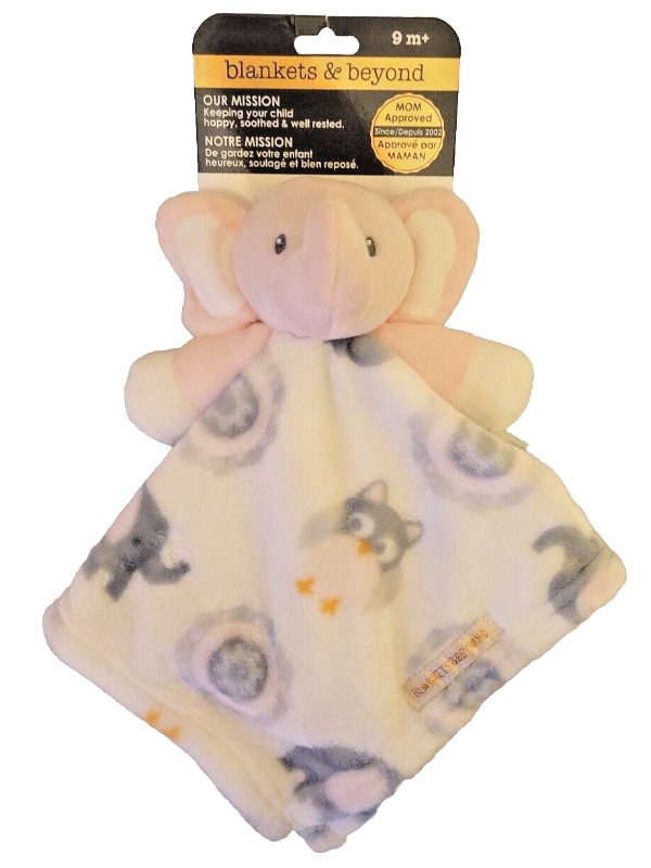 Blankets & Beyond Baby Girl Pink Plush Elephant Security Blanket Lovey