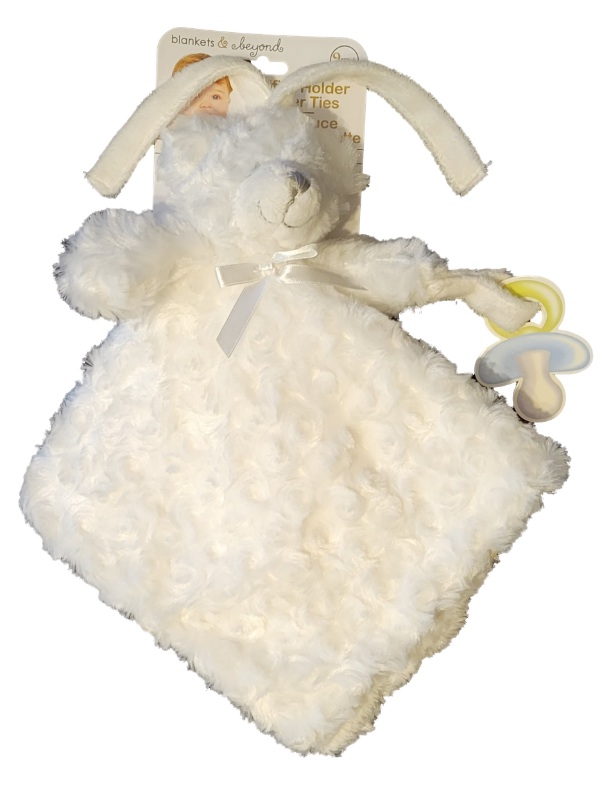 Blankets & Beyond Baby Boy Girl White Plush Rosette Swirl Teddy Bear Security Blanket Lovey