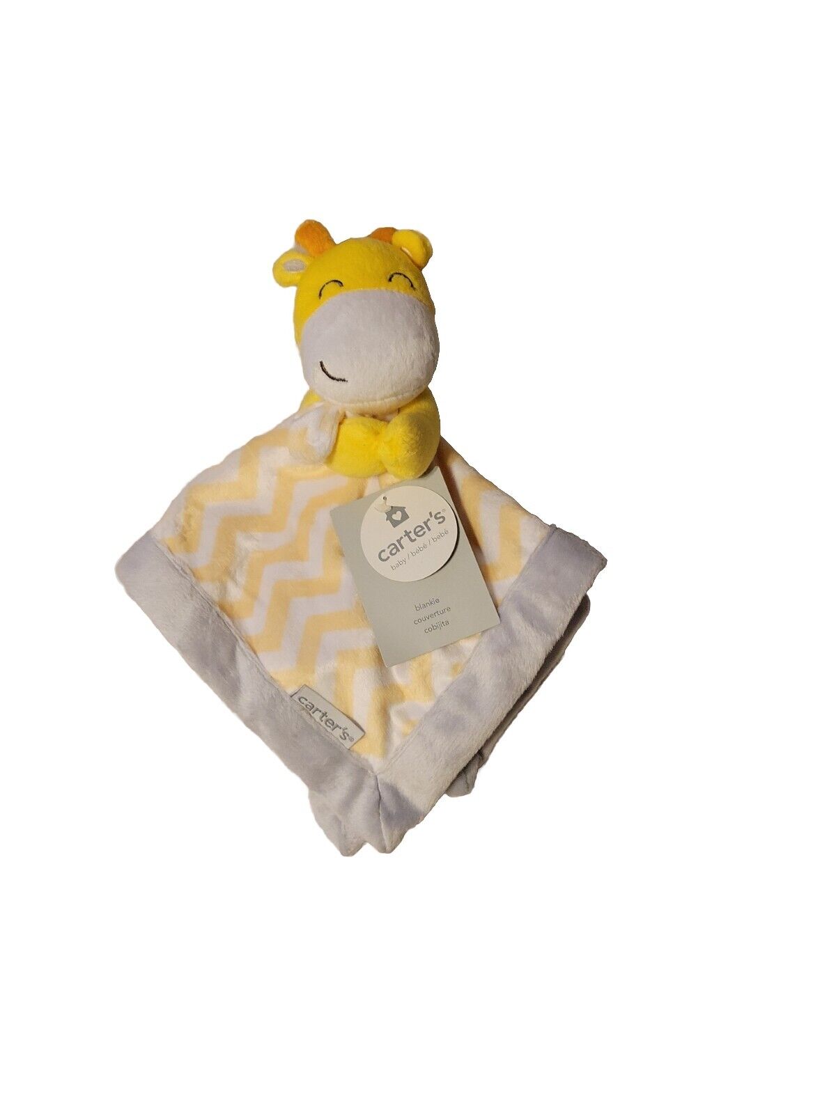 Carter's Baby Boy Girls Yellow Grey Plush Giraffe Security Blanket Lovey