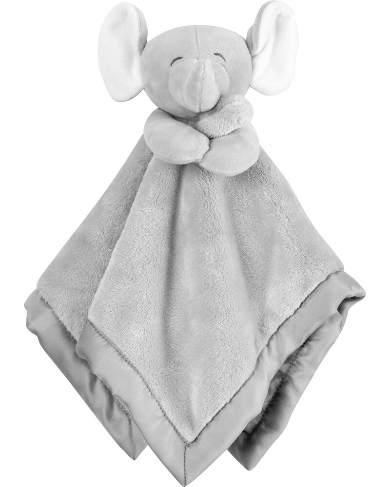 Carter's Baby Girl Boy Grey Plush Elephant Satin Trim Security Blanket Lovey