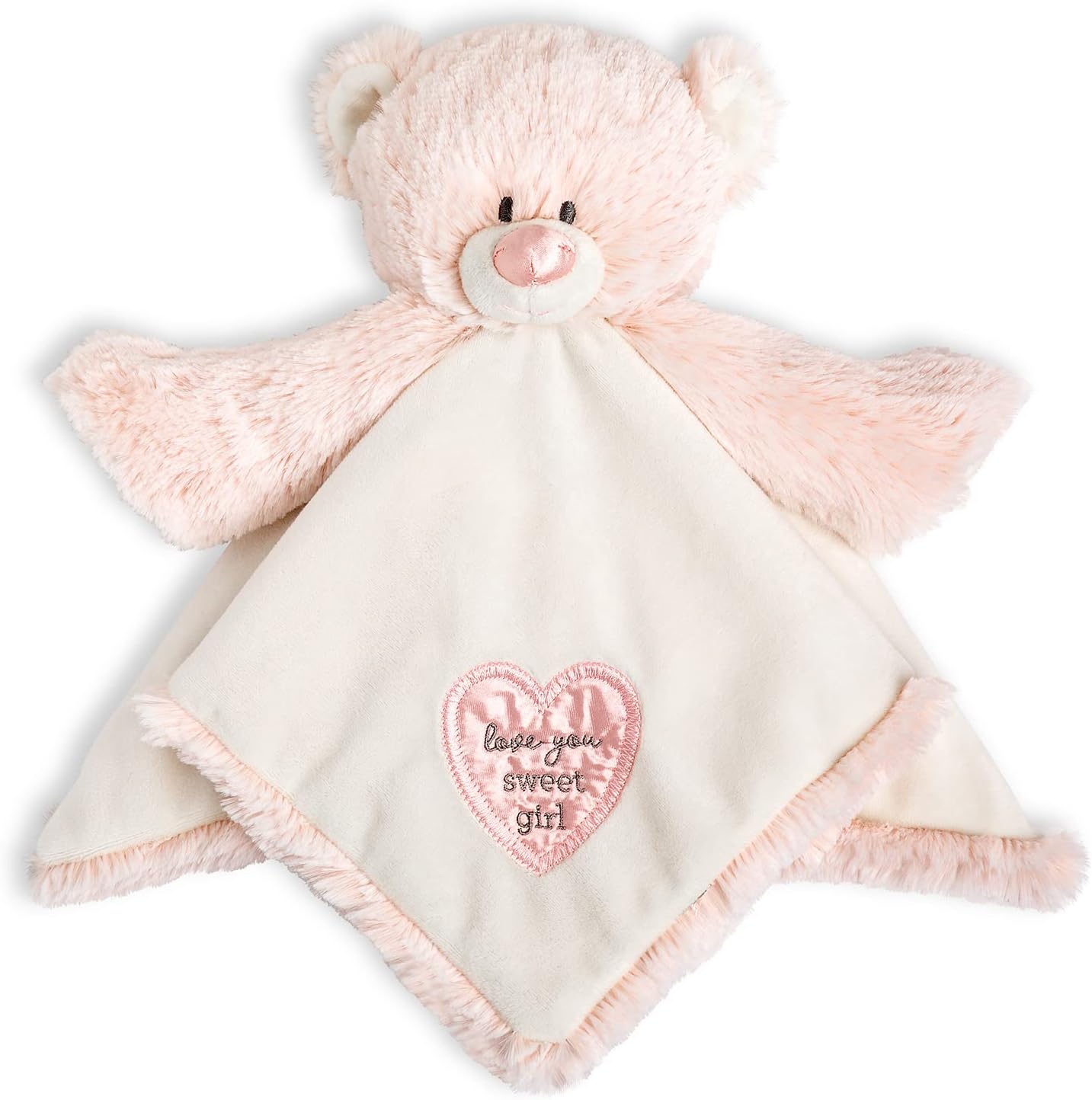 Demdaco Sweet Girl Plush Teddy Bear Pink Rattle Security Blanket Lovey Blankie
