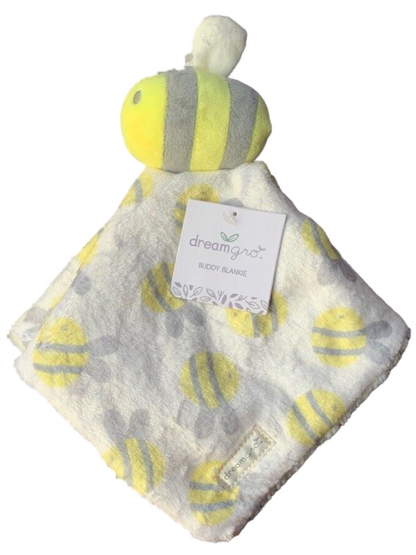 DreamGro Baby Boys Girls Yellow Plush Bee Security Blanket Lovey