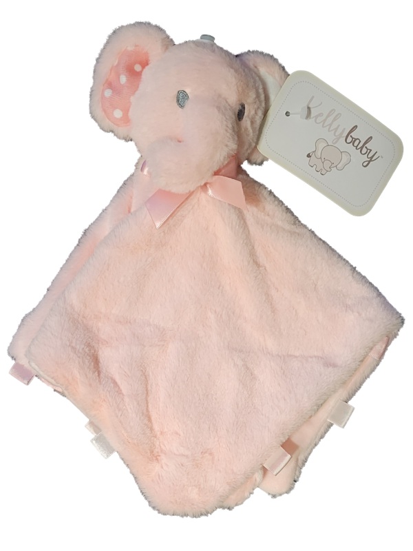 Kelly Baby Girl Pink Plush Elephant Security Blanket Lovey with Rattle