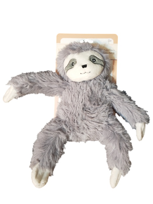 Kelly Baby Infant Boy Girl Plush Grey Stuffed Sloth Toy with Rattle