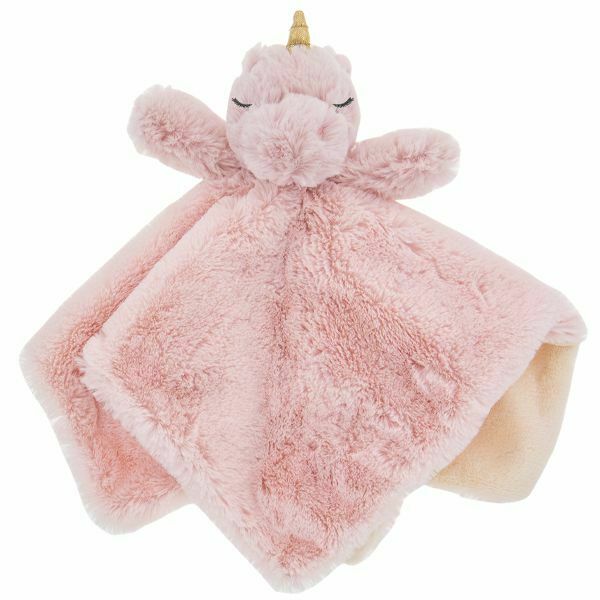 K  Luxe Baby Girl Pink Plush Unicorn Security Blanket Lovey