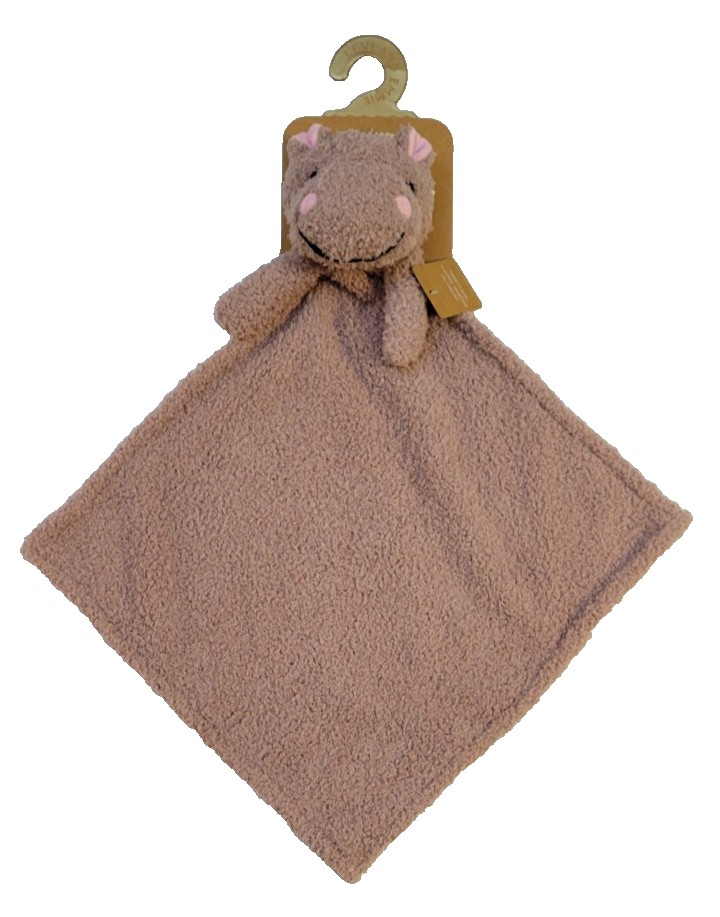 Levi and Emmie Baby Girl Dark Pink Plush Hippo Security Blanket Lovey