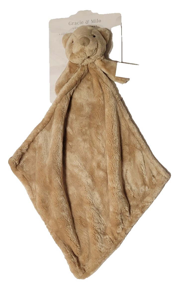 Gracie & Milo Boy Girl Plush Brown Teddy Bear Snuggle Blankie Security Blanket Lovey