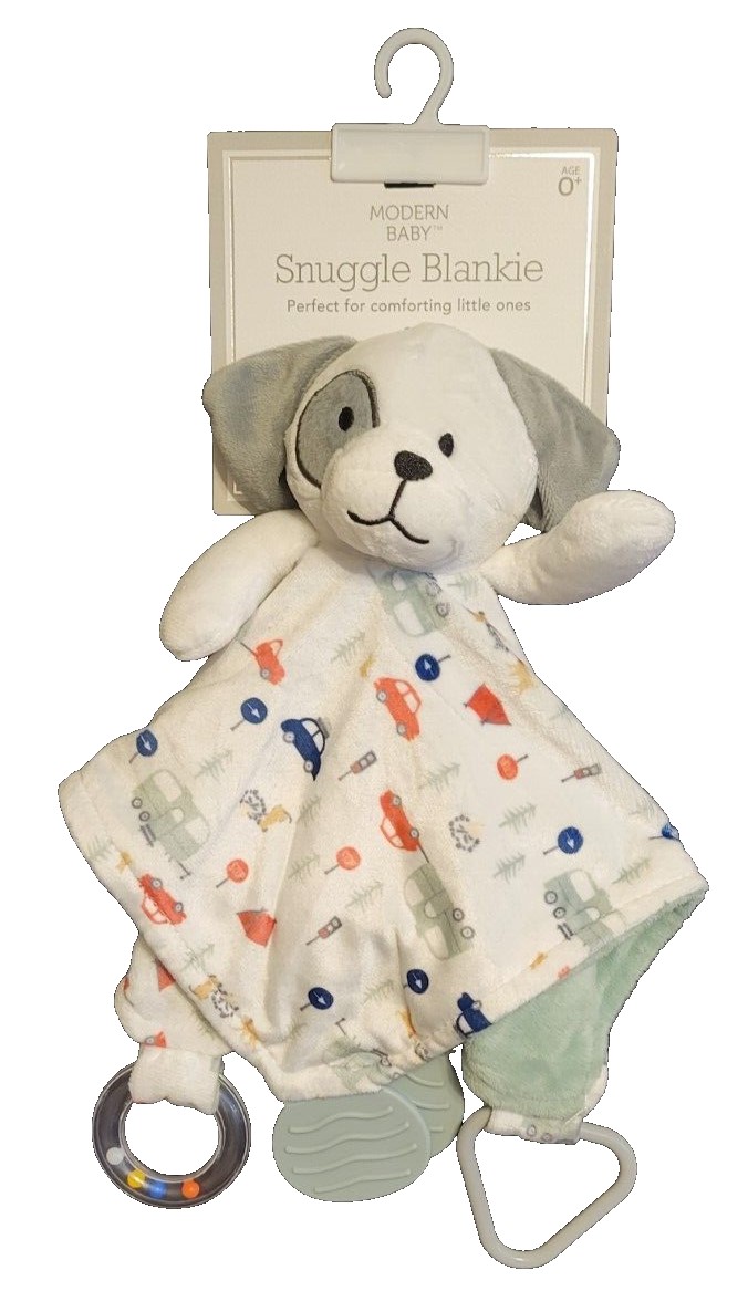 Modern Baby Boy Girl Plush Puppy Dog w/Cars Snuggle Blankie Security Blanket Lovey