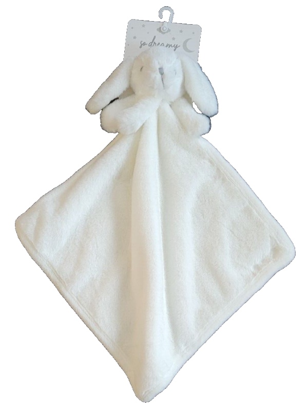 So Dreamy Baby Girls Boy White Plush Bunny Rabbit Security Blanket Lovey